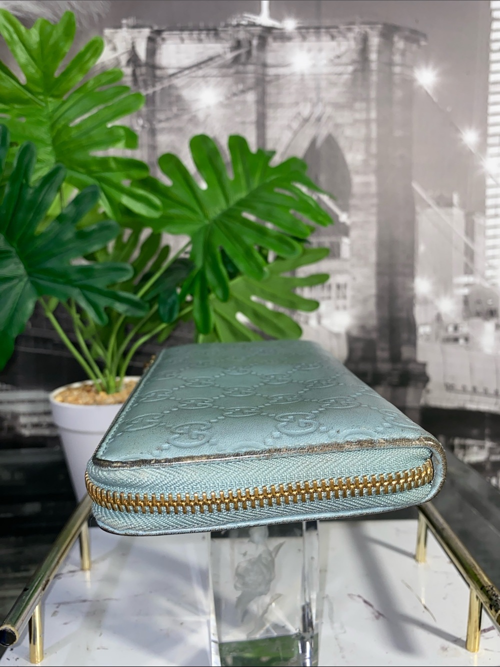 Authentic Gucci Rare Tiffany Blue Guccissima GG Monogram Leather Wallet - Picture 17 of 17